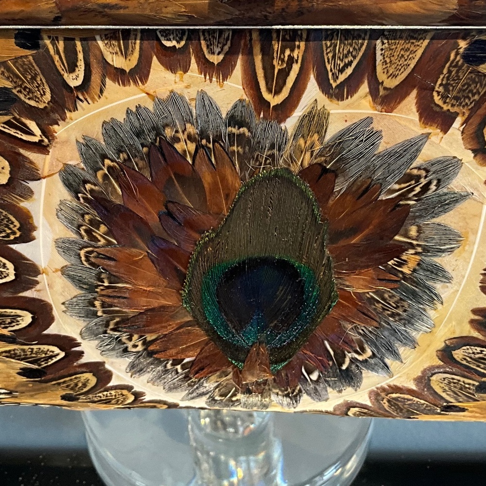 VTG Outdoor Forest Fairytale Wedding Feather Frame Bag Woodsy Bride Brown Blue - Picture 8 of 16